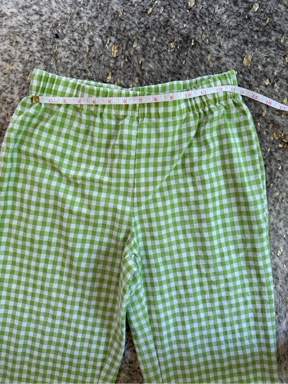 Green Gingham Wide-Leg Pants size L wide leg pre-owned with gift . - Picture 12 of 16